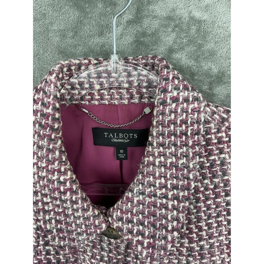 Talbots Jacket Womens Size 10 Tweed Wool Blend Blazer Office Career Preppy Pink